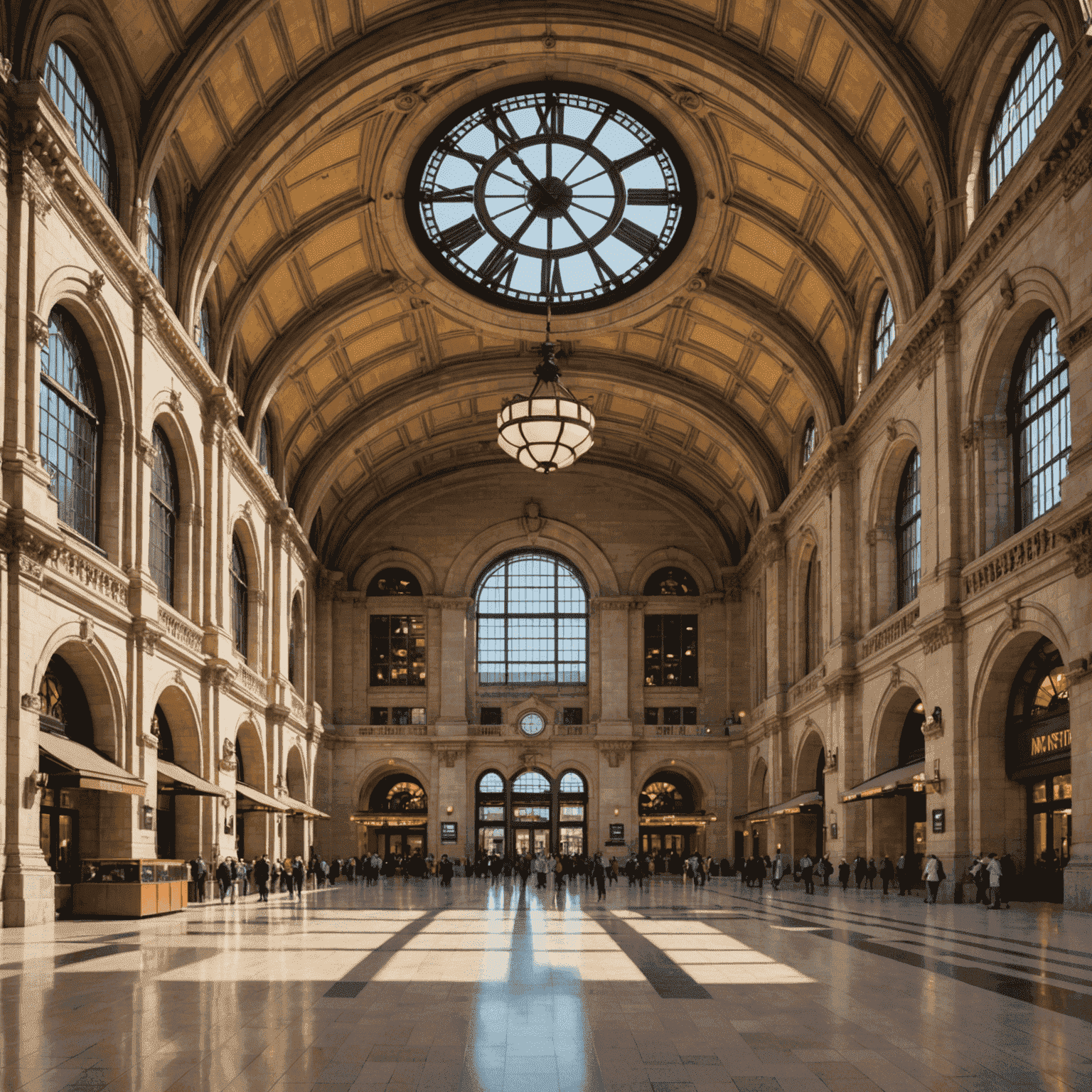 The majestic facade of Toronto Union Station with its Beaux-Arts architecture, large clock, and bustling front plaza